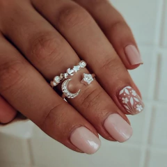 Anillo doble lunitas y estrellas micropave Plata 925 - comprar online