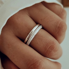 Anillo doble con micropave Plata 925