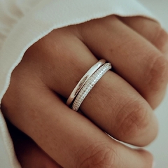 Anillo doble con micropave Plata 925 en internet