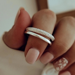 Anillo doble con micropave Plata 925 - comprar online