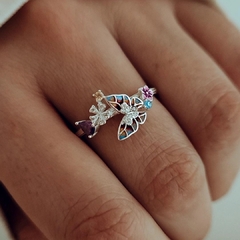 Anillo mariposa y flores Plata 925