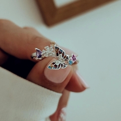 Anillo mariposa y flores Plata 925 en internet