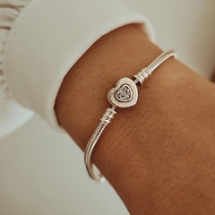 Pulsera Pandora corazón con micropave ambos lados Plata 925 en internet