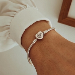 Pulsera Pandora corazón con micropave ambos lados Plata 925