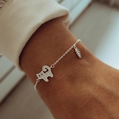 Pulsera gatito micropave y pescado Plata 925 - comprar online