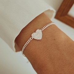 Pulsera eslabones con corazón micropave Plata 925 - comprar online