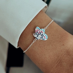 Pulsera mariposa de colores Plata 925