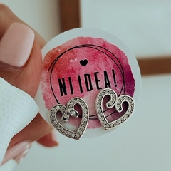 Aros pasantes corazones con cubics y puntitos Plata 925 - tienda online