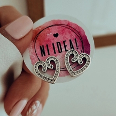 Aros pasantes corazones con cubics y puntitos Plata 925