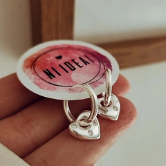 Aros argolla 1.5 cm con corazón bombé y cubics Plata 925 - tienda online