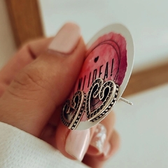 Aros pasantes corazones con cubics y puntitos Plata 925 - Ni idea