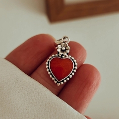 Dije corazón con coral Plata 925 en internet