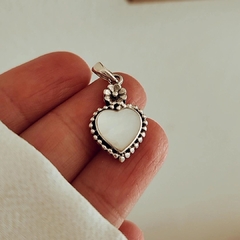 Dije corazón con nácar Plata 925