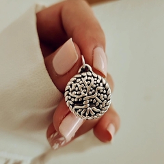 Dije plata inflada árbol de la vida redondo