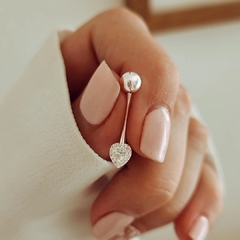 Piercing de obligo corazón micropave y circón Plata 925 - comprar online