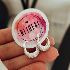 Argollas bombé con micropave Acero blanco 1.4 cm