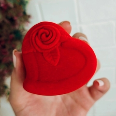 Estuche para anillos corazón con rosa pana - comprar online