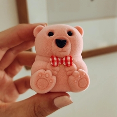 Estuche para anillo osito de pana rosa