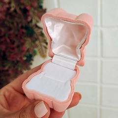 Estuche para anillo osito de pana rosa en internet