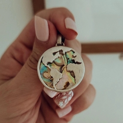 Medallón mundo con nacar 2.5 cm Plata 925 - comprar online