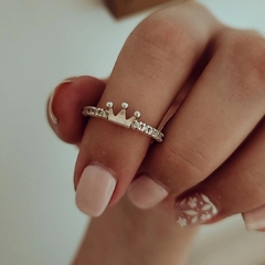 Anillo corona micropave Plata 925 - comprar online