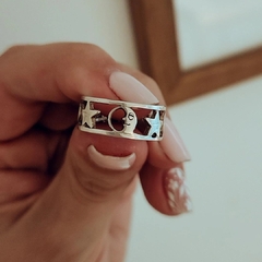 Anillo lunas y estrellas caladas Plata 925 en internet