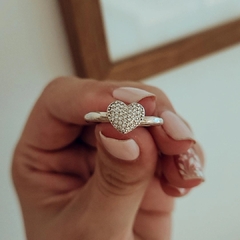 Imagen de Anillo corazón bombé con micropave Plata 925