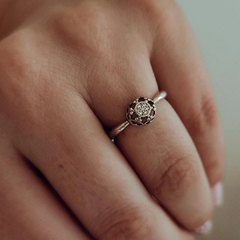 Anillo coronita con corazones y micropave Plata 925 - tienda online