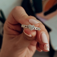 Anillo cadena con corazón micropave Plata 925 - comprar online