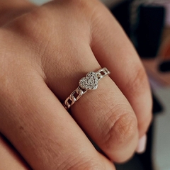 Anillo cadena con corazón micropave Plata 925 en internet