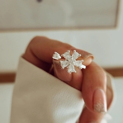 Anillo flor giratoria con circones Plata 925