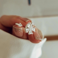 Anillo flor giratoria con circones Plata 925 - comprar online