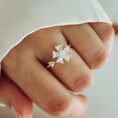 Anillo flor giratoria con circones Plata 925 en internet