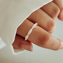 Anillo trenzado con micropave Plata 925