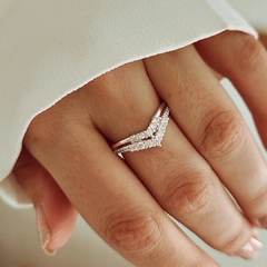 Anillo doble en V con cubics Plata 925