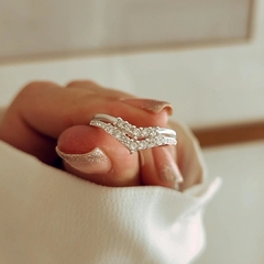 Anillo doble en V con cubics Plata 925 - comprar online