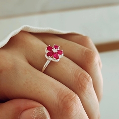 Anillo flor cubics fucsias Plata 925 en internet