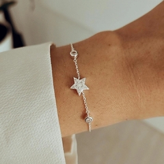 Pulsera estrella micropave con cubics Plata 925