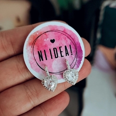 Aros colgantes con corazón cubic y micropave Acero blanco