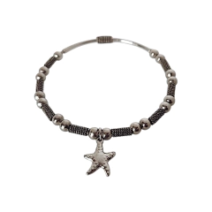 Pulsera esclava estilo bali con estrellita Acero quirúrgico 7 cm