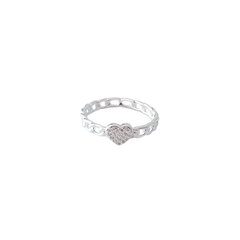 Anillo cadena con corazón micropave Plata 925 - Ni idea
