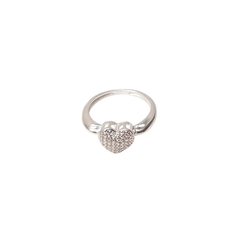 Anillo corazón bombé con micropave Plata 925 - Ni idea