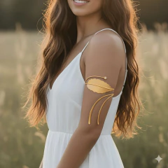 Brazalete hoja y cubic acero dorado