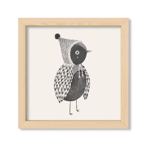 Cuadro Pajaro en grises