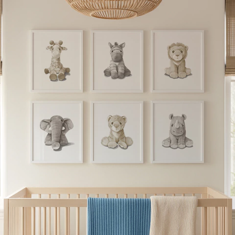 Set 6 cuadros - Peluches en la Selva - comprar online