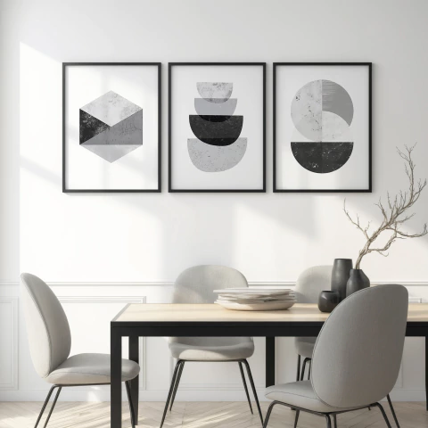 Set 3 Cuadros Abstracto Grey - comprar online