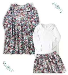 VESTIDO CREME FLORES AZUL en internet