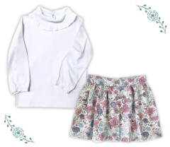 POLLERA PIANO FLORES ROSA en internet