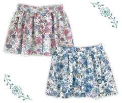POLLERA PIANO FLORES CELESTE - comprar online