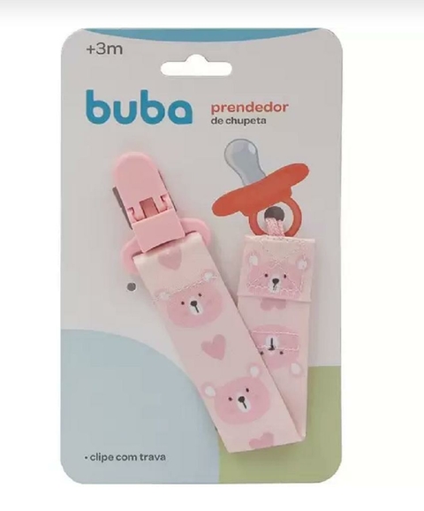 Prendedor de Chupeta Ursinho Rosa Buba